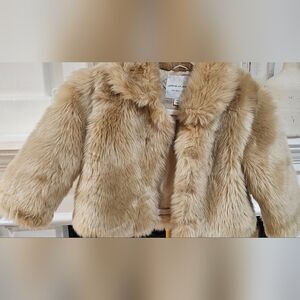 Janie and Jack Plush Tan Faux Fur Coat
